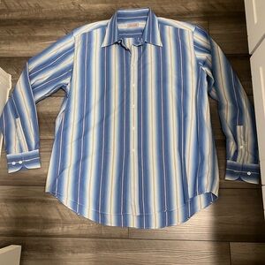 Elegant Striped Men's Shirt in Blue and White